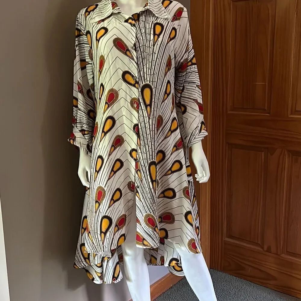 Step In Style Artsy Shirt Dress Duster Cardigan